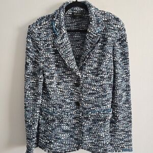 St. John Boucle Tweed Jacket Blue 14